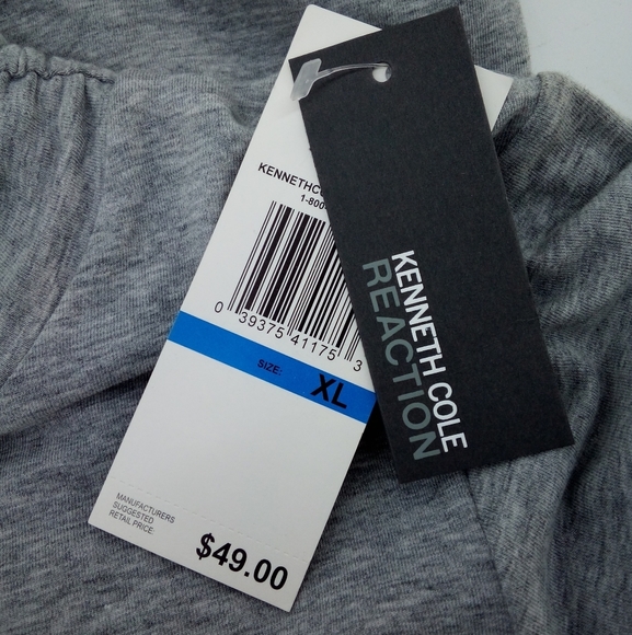NWT Kenneth Cole Reaction Gray Mock Neck Cinched Sides XL - Picture 2 of 7